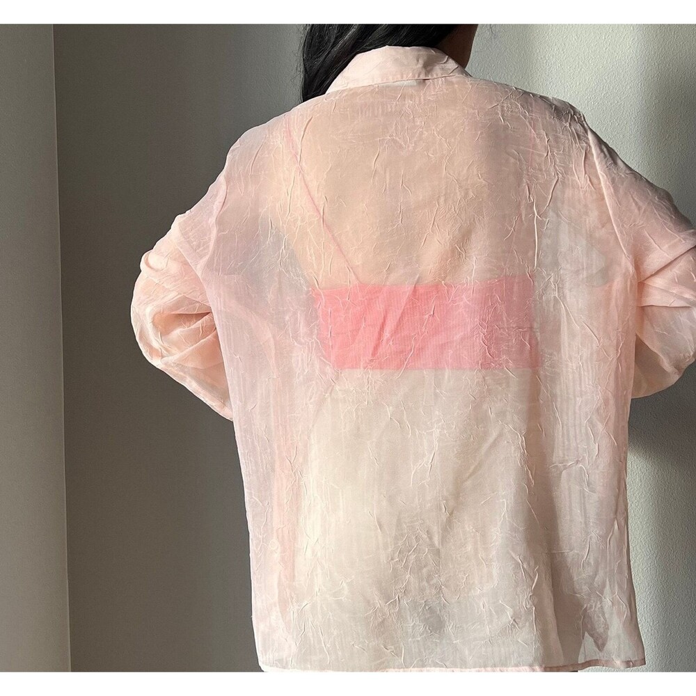vtg 90s Alfred Dunner‎ Sheer Blouse Womens Size 12W floral peach shirt USA Made - Picture 9 of 9